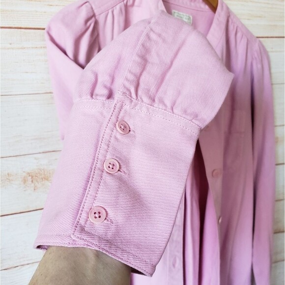 Point Sur/J. Crew Cotton Blend Twill Button Front Long Sleeve Shacket Pink - Picture 3 of 9